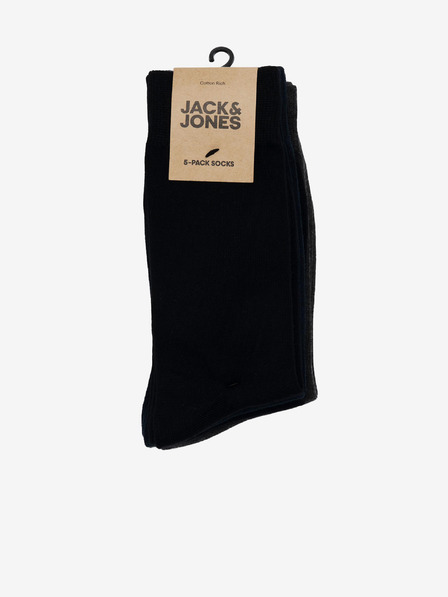 Jack & Jones Sada pěti párů černých ponožek Jack & Jones Basic Bamboo
