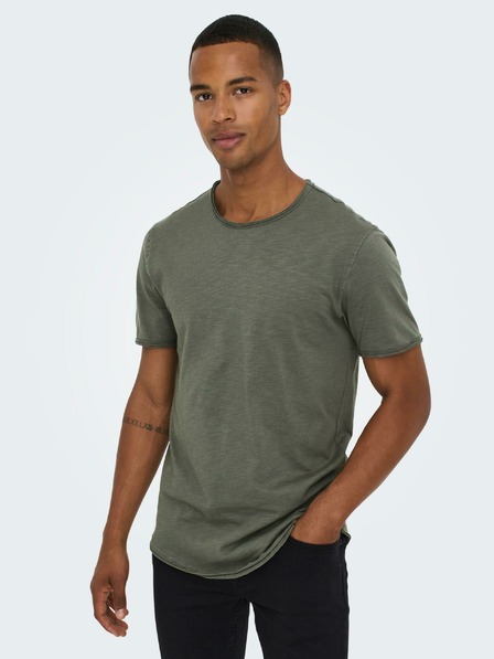 ONLY & SONS Zelené žíhané basic tričko ONLY & SONS Benne