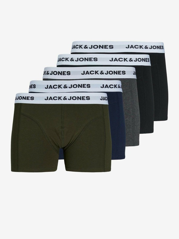Jack & Jones Sada pěti boxerek v khaki, modré, šedé a černé barvě Jack & Jones