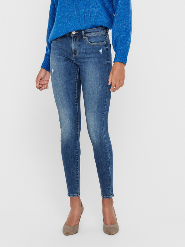 ONLY Modré dámské skinny fit džíny s potrhaným efektem ONLY Wauw