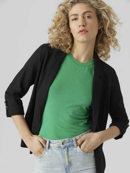 Vero Moda Černé dámské sako s příměsí lnu VERO MODA Jesmilo