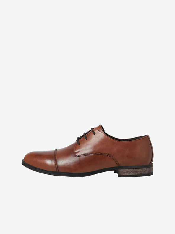Jack & Jones Hnědé pánské kožené polobotky Jack & Jones Raymond