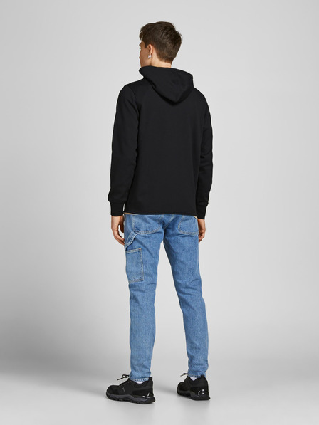 Jack & Jones Černá pánská mikina  na zip s kapucí Jack & Jones Air