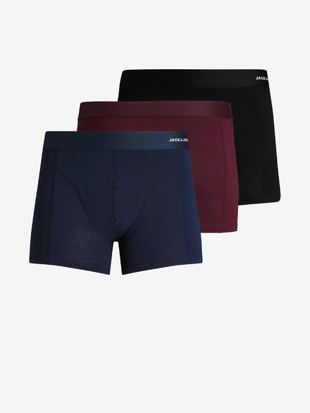 Jack & Jones Sada tří pánských boxerek v tmavě modré, vínově a černé barvě Jack & Jones Basic