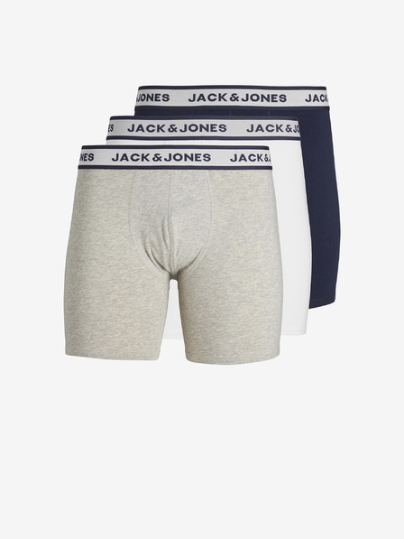 Jack & Jones Sada tří pánských boxerek ve světle šedé, bílé a tmavě modré barvě Jack & Jones Solid