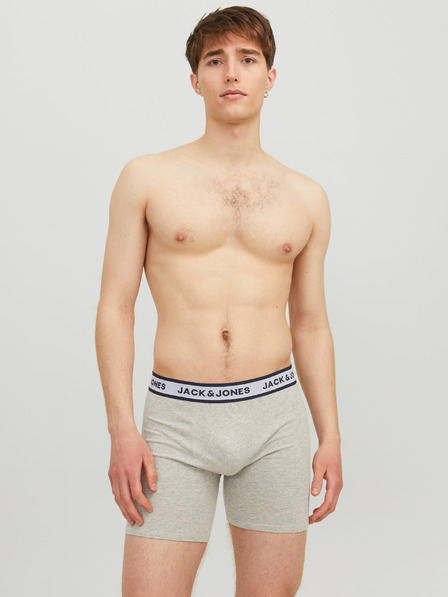 Jack & Jones Sada tří pánských boxerek ve světle šedé, bílé a tmavě modré barvě Jack & Jones Solid
