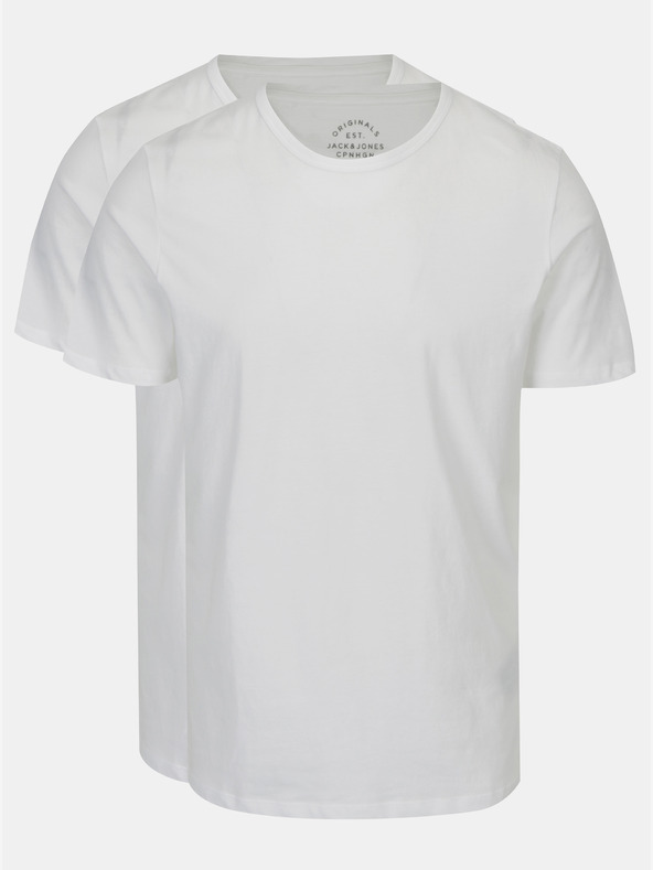 Jack & Jones Sada dvou bílých pánských triček s krátkým rukávem Jack & Jones Basic