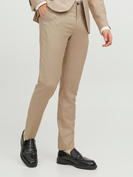 Jack & Jones Béžové pánské kalhoty s příměsí vlny Jack & Jones Solaris