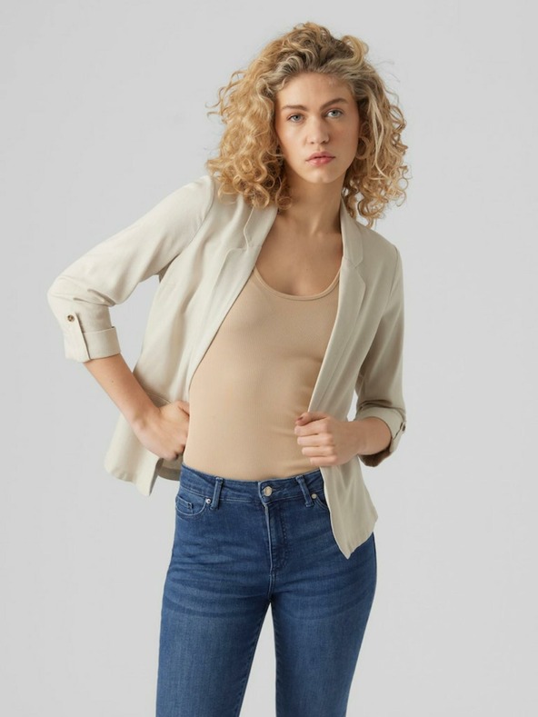 Vero Moda Béžové dámské sako s příměsí lnu Vero Moda Jesmilo