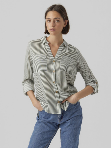 Vero Moda Bílo-zelená dámská pruhovaná halenka Vero Moda Bumpy