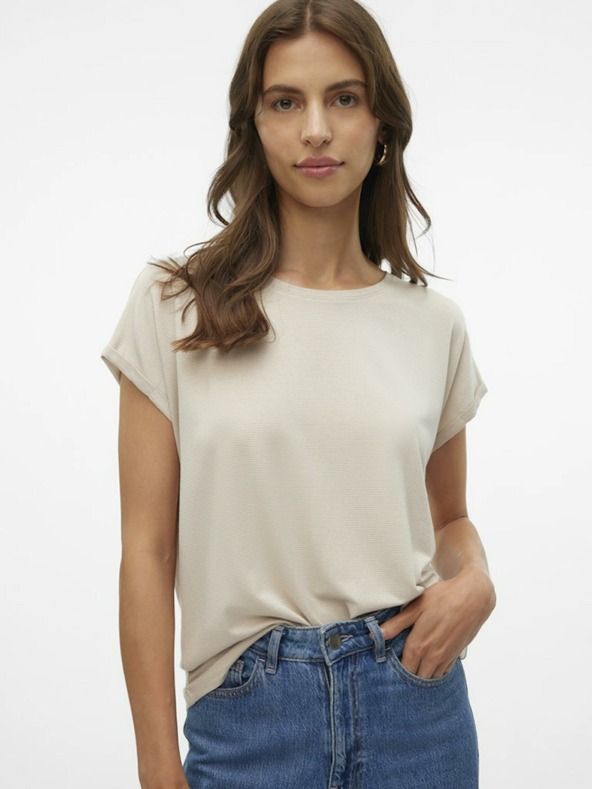 Vero Moda Béžové dámské tričko Vero Moda Lava
