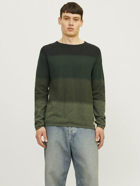 Jack & Jones Zelený pánský pruhovaný svetr Jack & Jones JJEHILL