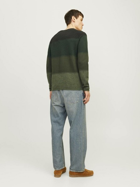 Jack & Jones Zelený pánský pruhovaný svetr Jack & Jones JJEHILL