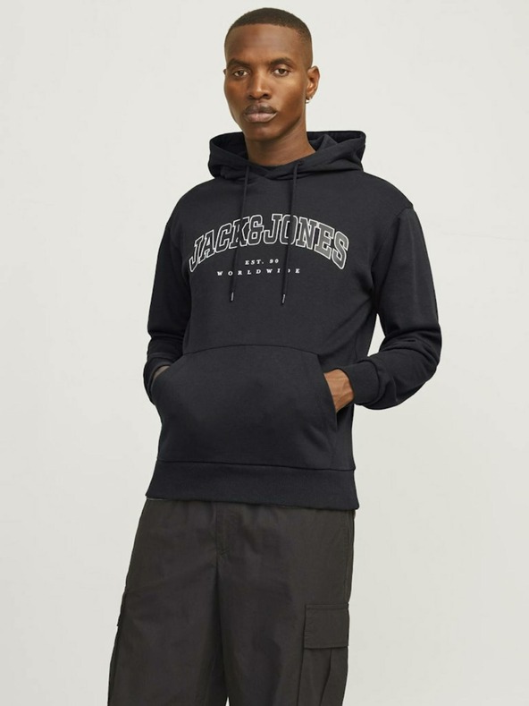 Jack & Jones Černá pánská mikina s kapucí Jack & Jones Caleb