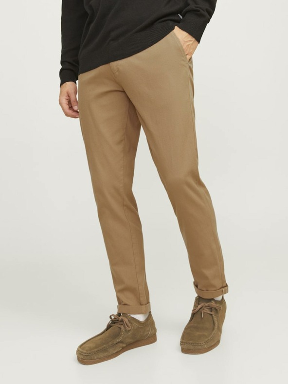 Jack & Jones Světle hnědé pánské chino kalhoty Jack & Jones Marco