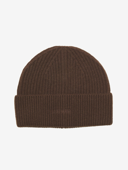 Jack & Jones Tmavě hnědá pánská vlněná čepice Jack & Jones Lump