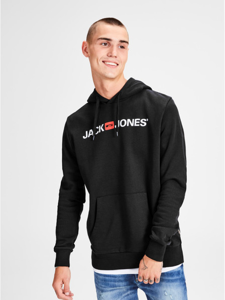Jack & Jones Černá mikina s potiskem a kapucí Jack & Jones Corp