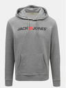 Jack & Jones Šedá žíhaná mikina s potiskem a kapucí Jack & Jones