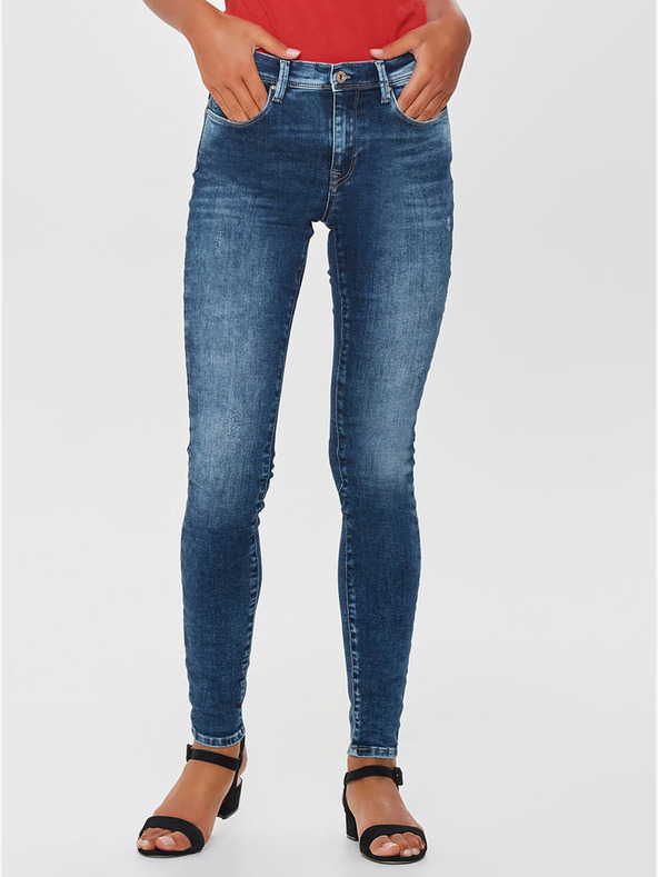 ONLY Modré skinny fit džíny s potrhaným efektem ONLY