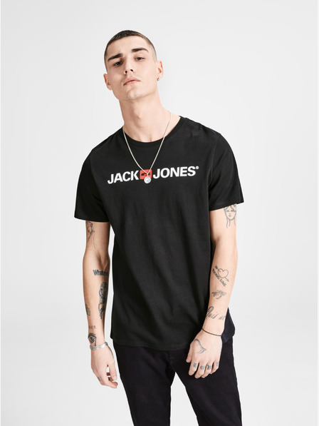 Jack & Jones Černé tričko s potiskem & Jones
