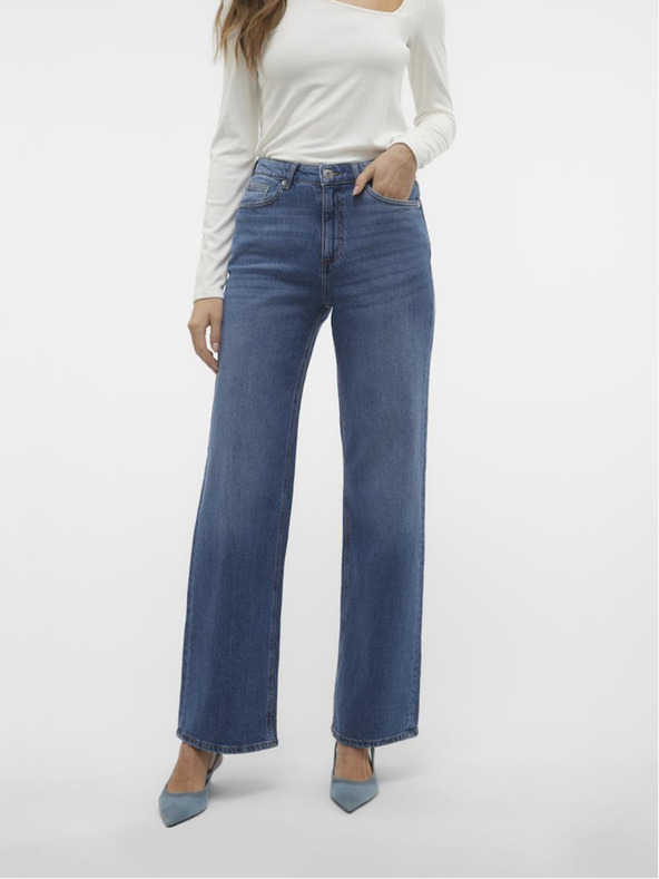 Vero Moda Modré dámské široké džíny Vero Moda Tessa