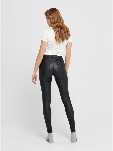 ONLY Černé koženkové skinny fit kalhoty ONLY Royal