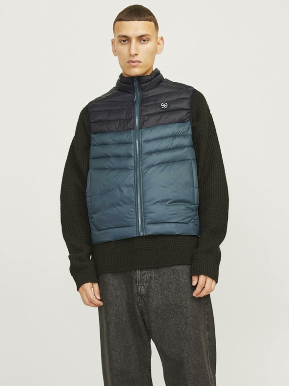 Jack & Jones Černo-modrá pánská prošívaná vesta Jack & Jones