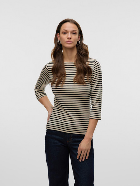 AWARE by VERO MODA Béžové dámské pruhované tričko AWARE by VERO MODA Fiona