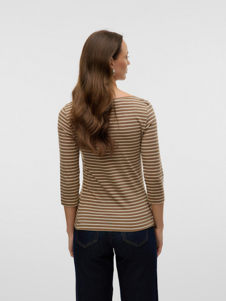 AWARE by VERO MODA Hnědé dámské pruhované tričko AWARE by VERO MODA Fiona