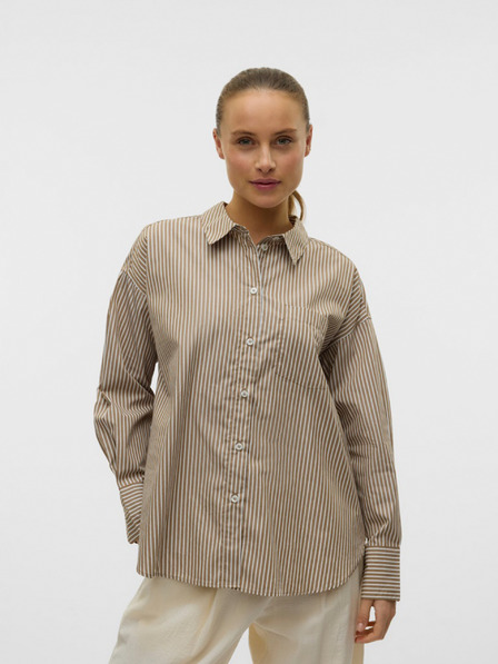 AWARE by VERO MODA Hnědá dámská pruhovaná košile AWARE by VERO MODA