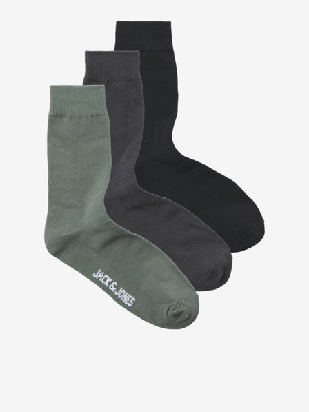 Jack & Jones Sada tří párů pánských ponožek v černé, šedé a zelené barvě Jack & Jones