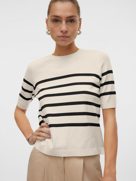 Vero Moda Černo-béžový dámský pruhovaný svetr Vero Moda Saba
