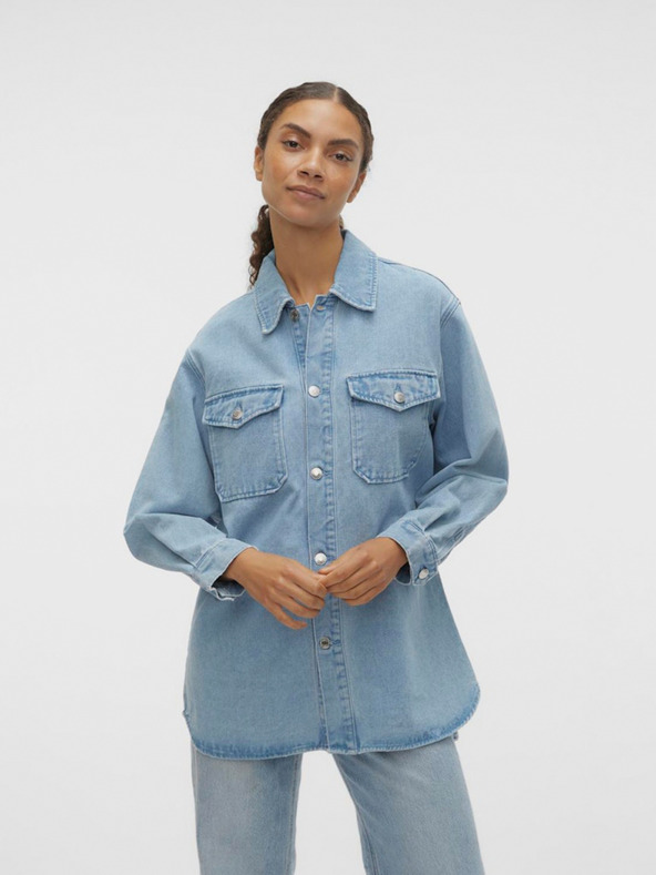 Vero Moda Světle modrá dámská džínová košilová bunda Vero Moda Naya