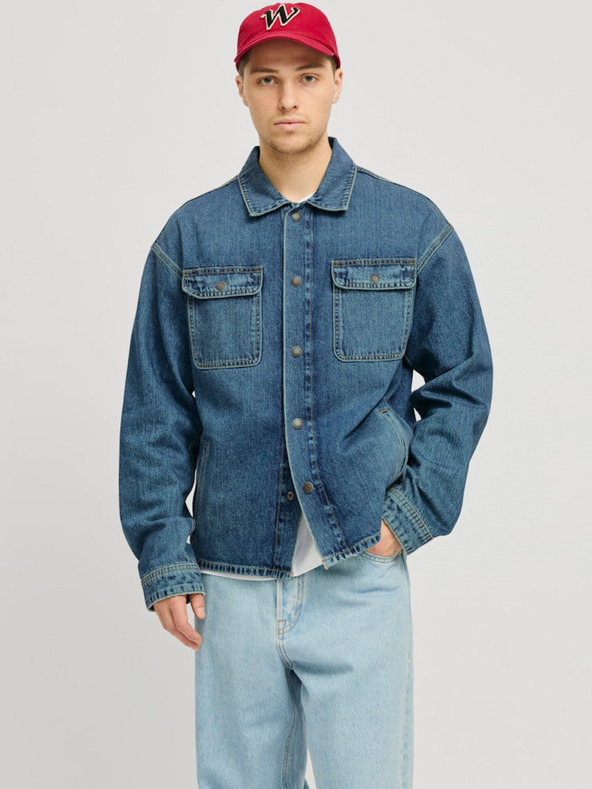 Jack & Jones Modrá pánská džínová košilová bunda Jack & Jones