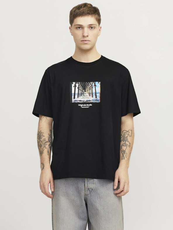 Jack & Jones Černé pánské tričko Jack & Jones Vesterbro