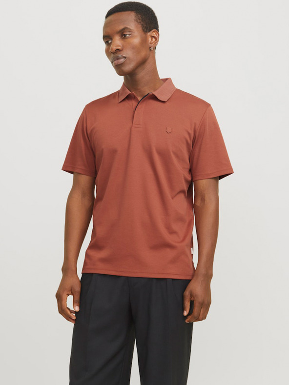 Jack & Jones Cihlové pánské polo tričko Jack & Jones Crodney