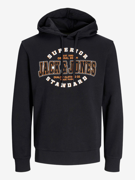 Jack & Jones Černá pánská mikina s kapucí Jack & Jones Logo