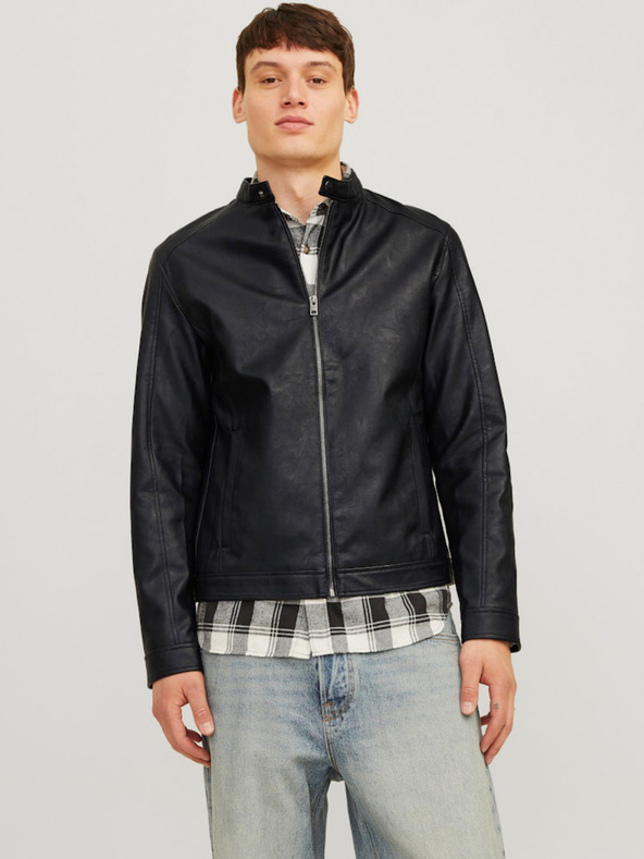 Jack & Jones Černá pánská koženková bunda Jack & Jones Dylan