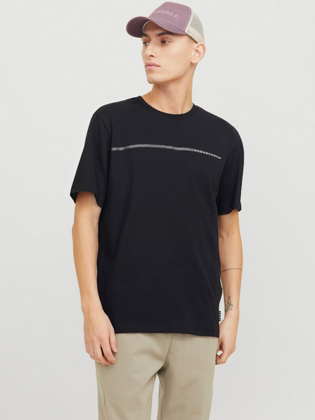 Jack & Jones Černé pánské tričko Jack & Jones Fusion