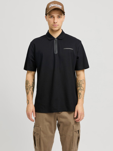Jack & Jones Černé pánské polo tričko Jack & Jones Fusion
