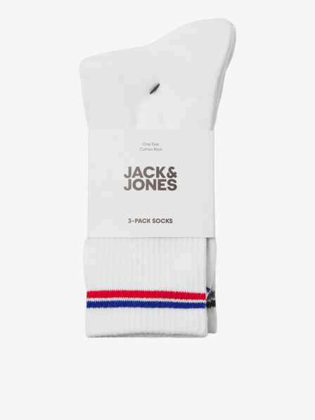 Jack & Jones Sada tří párů bílých pánských ponožek Jack & Jones