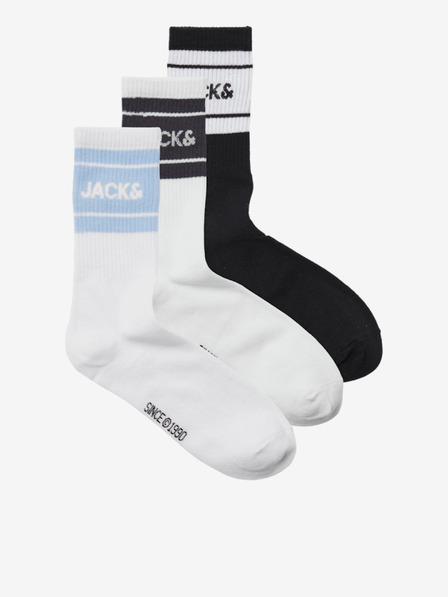 Jack & Jones Sada tří párů pánských ponožek v bílé a černé barvě Jack & Jones
