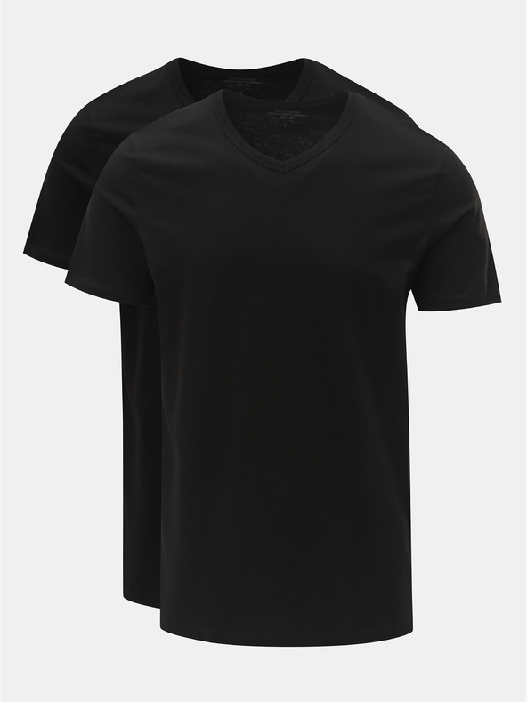 Jack & Jones Sada dvou černých basic triček s véčkovým výstřihem Jack & Jones