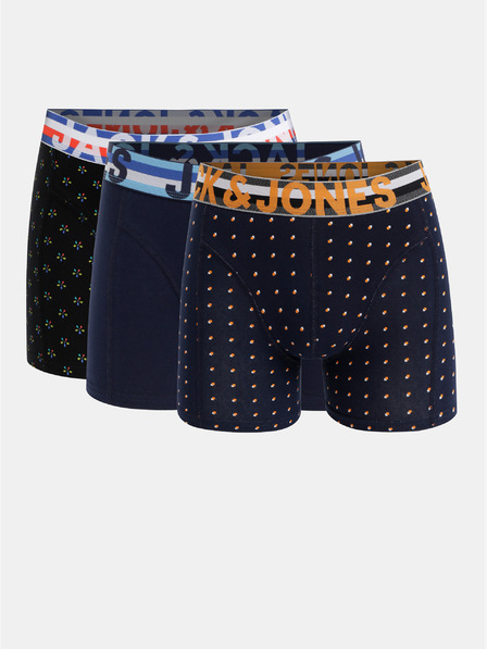 Jack & Jones Sada tří boxerek v černé a tmavě modré barvě s potiskem Jack & Jones
