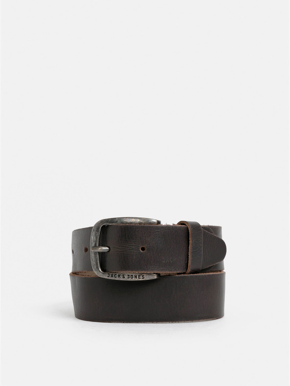 Jack & Jones Tmavě hnědý kožený pásek Jack & Jones Paul