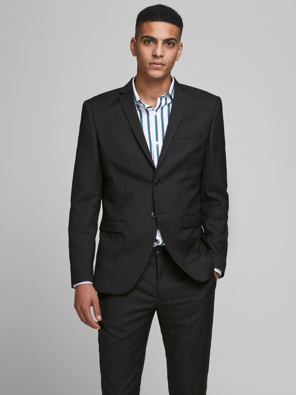 Jack & Jones Černé pánské sako s příměsí vlny Jack & Jones Solaris