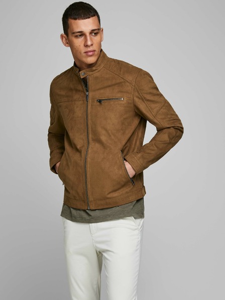 Jack & Jones Hnědá bunda v semišové úpravě Jack & Jones Rocky