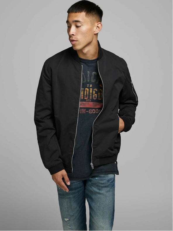 Jack & Jones Černý pánský voděodpudivý bomber Jack & Jones Rush