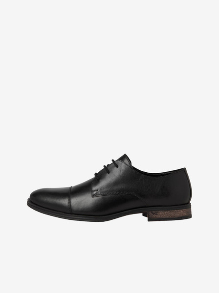 Jack & Jones Černé pánské kožené polobotky Jack & Jones  Raymond