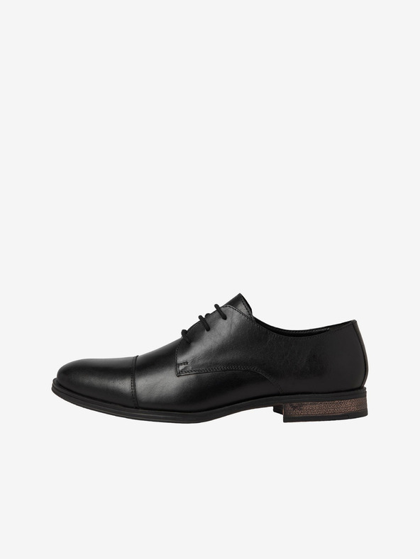 Jack & Jones Černé pánské kožené polobotky Jack & Jones  Raymond